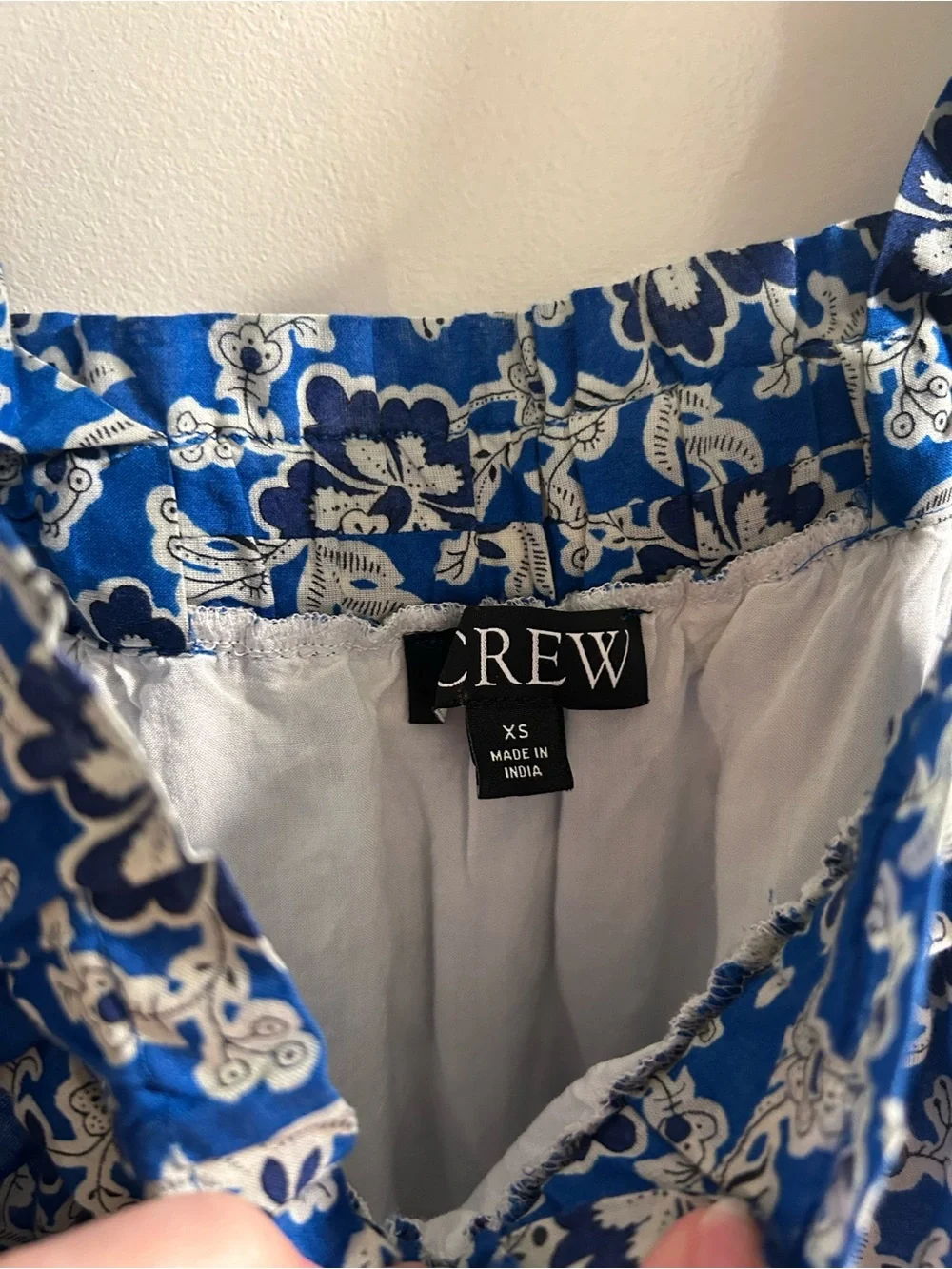 •J Crew• blue floral voile ruffle trim midi shift dress